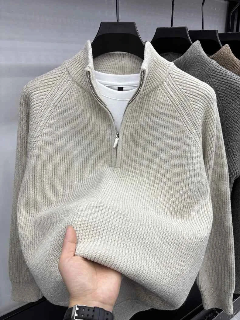 Men's Sweater Half Zipper Winter Thick Korean Edition Casual Loose Stand Up Collar Undercover