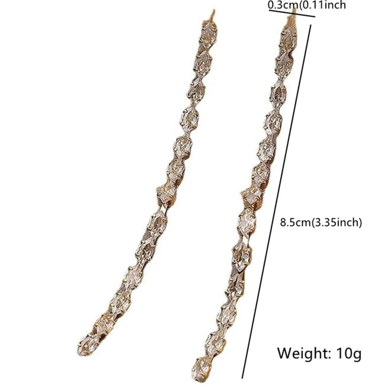 FYUAN Brincos de cristal de zircônia geométrica simples para mulheres, dourados e prateados, brincos longos com borla pendurada, joias