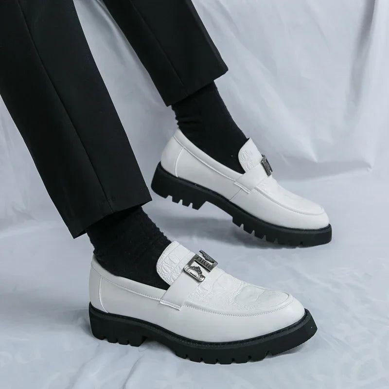 Mens Loafers Party Business Thick Soled Men Leather Shoes Dress Platform Shoes Comfortable Fashion New Casual Shoes for Men