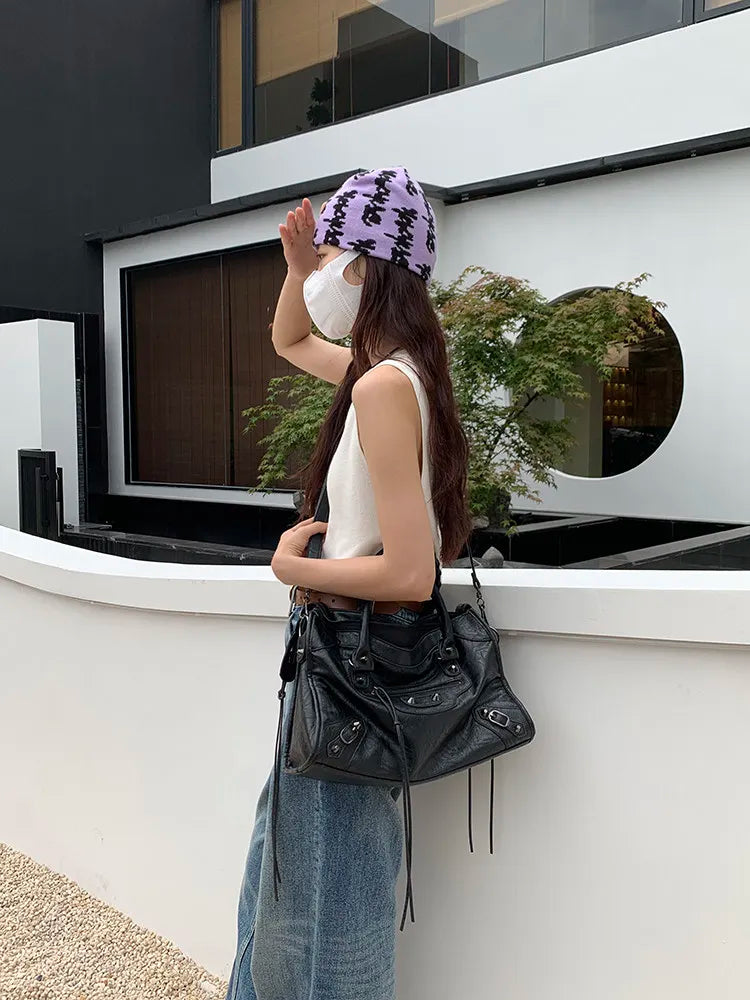 City Motorcycle Shoulder Bag Tote Bag for Women Luxury Designer 2026 Autumn and Winter handbag crossbody Large Capacity
