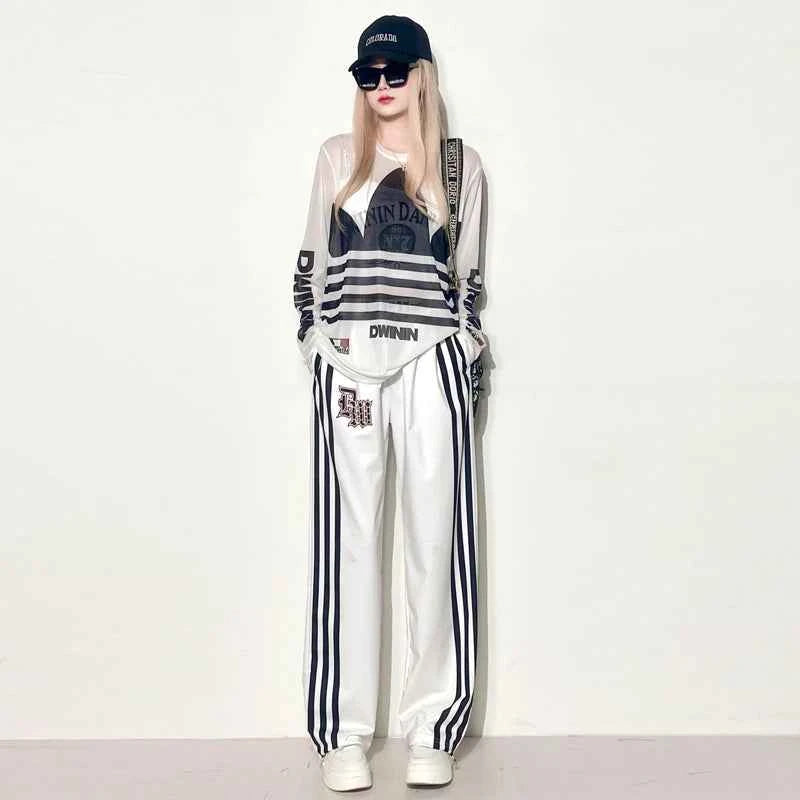 Summer Mesh Base Shirt Women's Sunshade Cover up Printed Thin Long Sleeve T-Shirt Casual Loose Fit Polyester Fiber