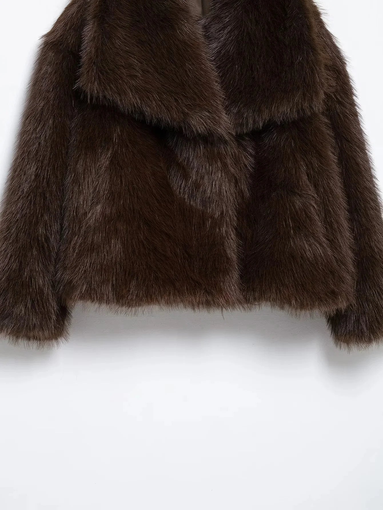KONDALA 2026 Spring Summer Casual Faux Fur Brown Women Warm Jackets Valentine‘s Day Turn Down Collar Oversized Elegant Coats