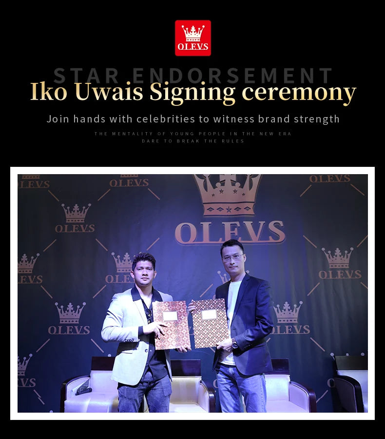 OLEVS Men's Watches Top Brand Fashion Original Quartz Watch for Man China Loong Dragon Dial Waterproof Luminous Date Olevs 3619