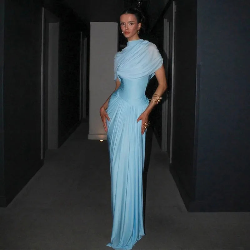 Vestido longo urbano feminino, sexy, plissado, estilo império, sem mangas, assimétrico, vestidos femininos, primavera/verão 2025, robe feminino chique