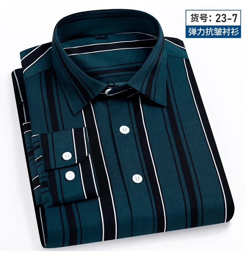 Camisa Social Masculina Listrada Manga Longa – Estilo Business Casual Elegante