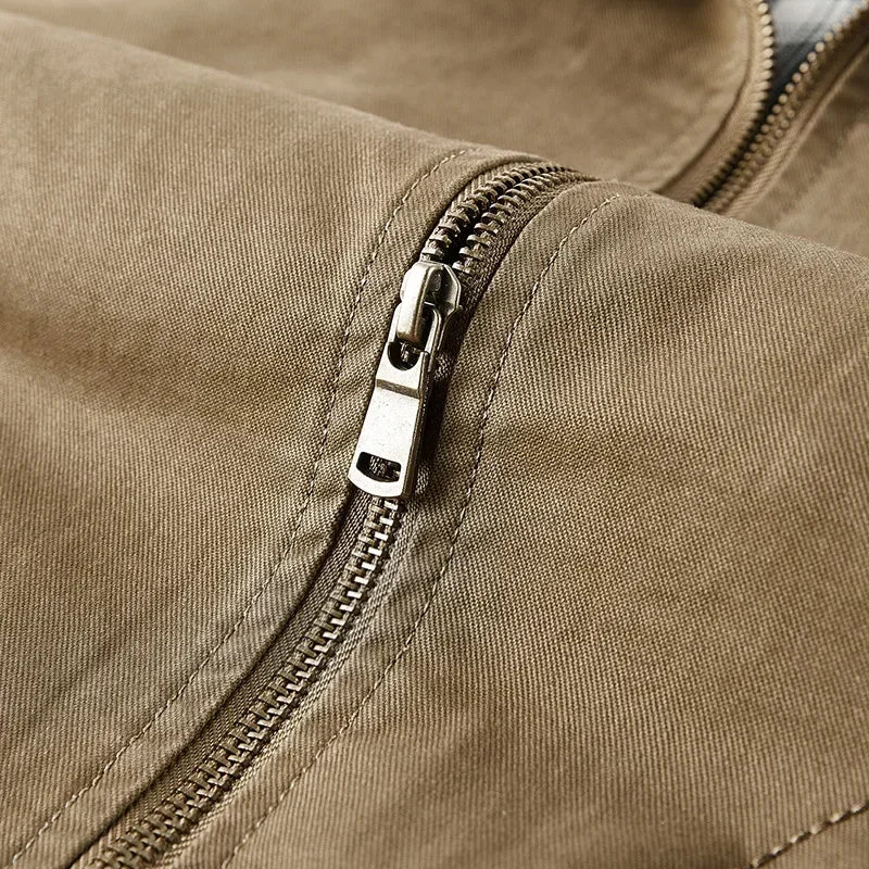 LIBIELIY   TRAF 2025 Spring And Autumn Men's Wash Jacket Comfortable Multi-Pocket Cotton Stand Collar Cargo Jacket Men's