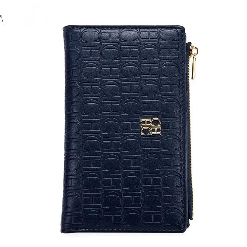 CH Luxury Wallet Card Leather Zipper Letter Printed Short Women's Handbag 2026 Trendy Coin Storage Bag