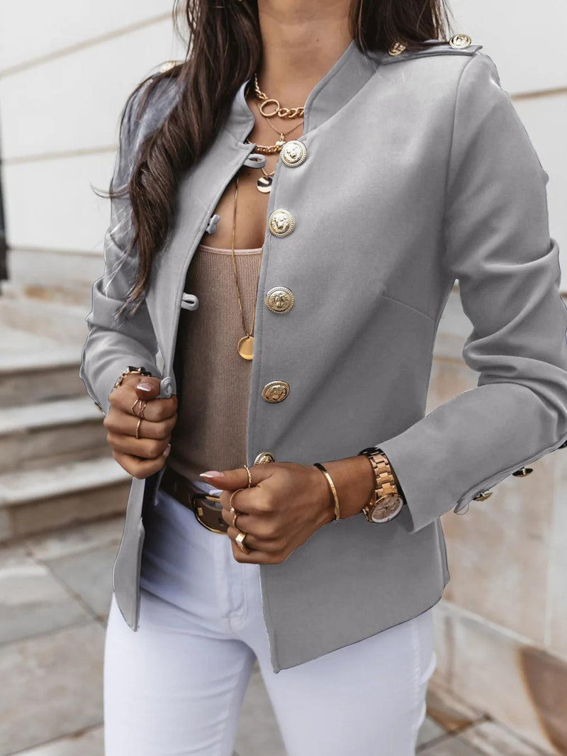 Casual O-neck Long Sleeve Jacket Outerwear Office Lady Spring Autumn Fashion Elegant Solid Blazer Coat For Women 2024 Female Top - CRAVO ROSE