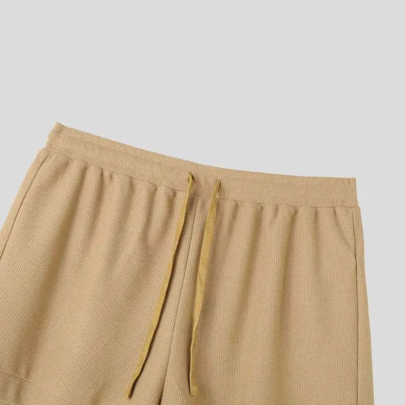 Conjuntos masculinos cor sólida, cardigan de meia manga e shorts com cordão, duas peças, moda urbana, ternos casuais