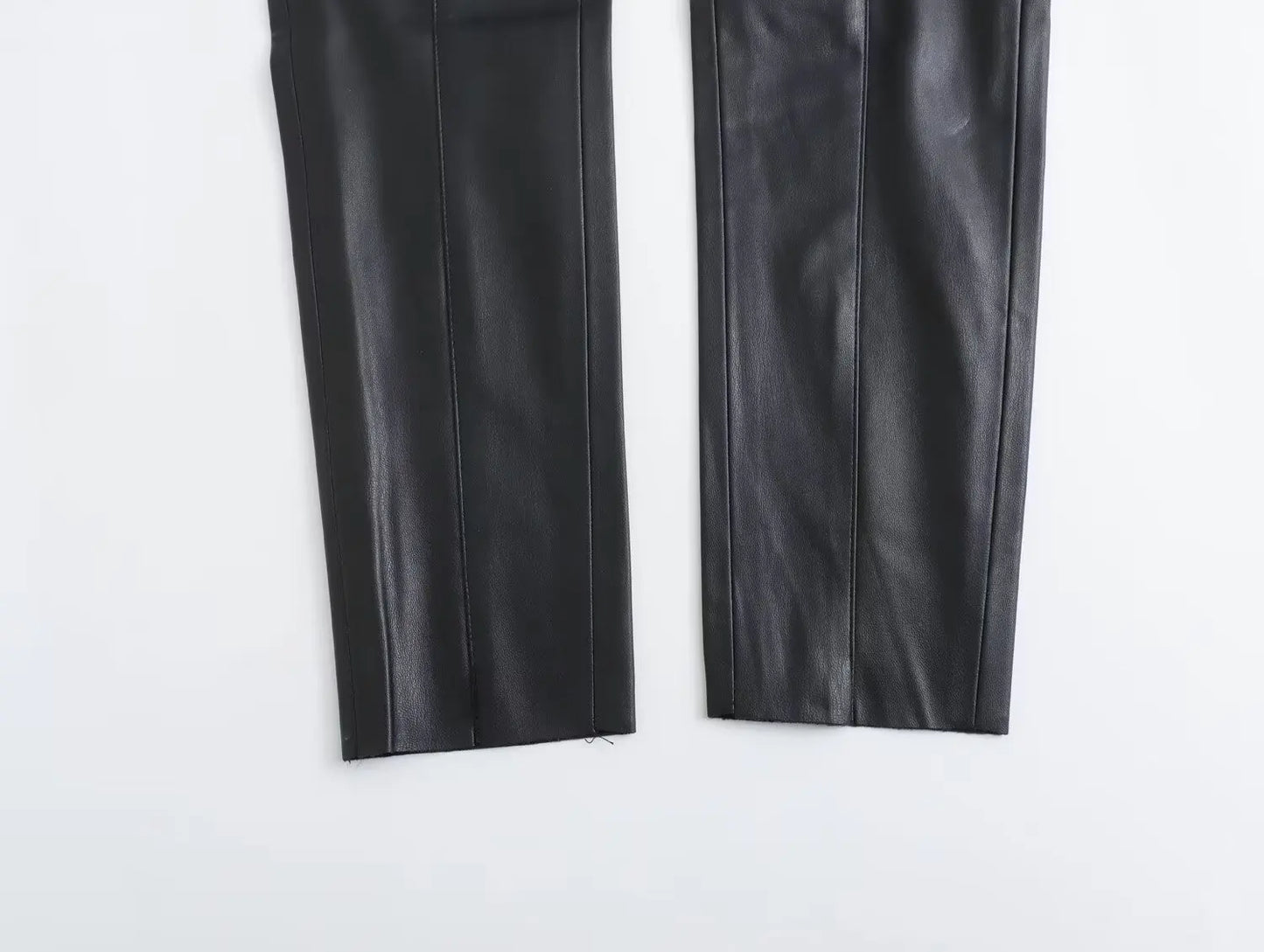 HH 2024 Women's Faux Leather Pants High Waist Straight Leg Trousers Fashion Female Streetwear Stylish Stretch Pencil Pants