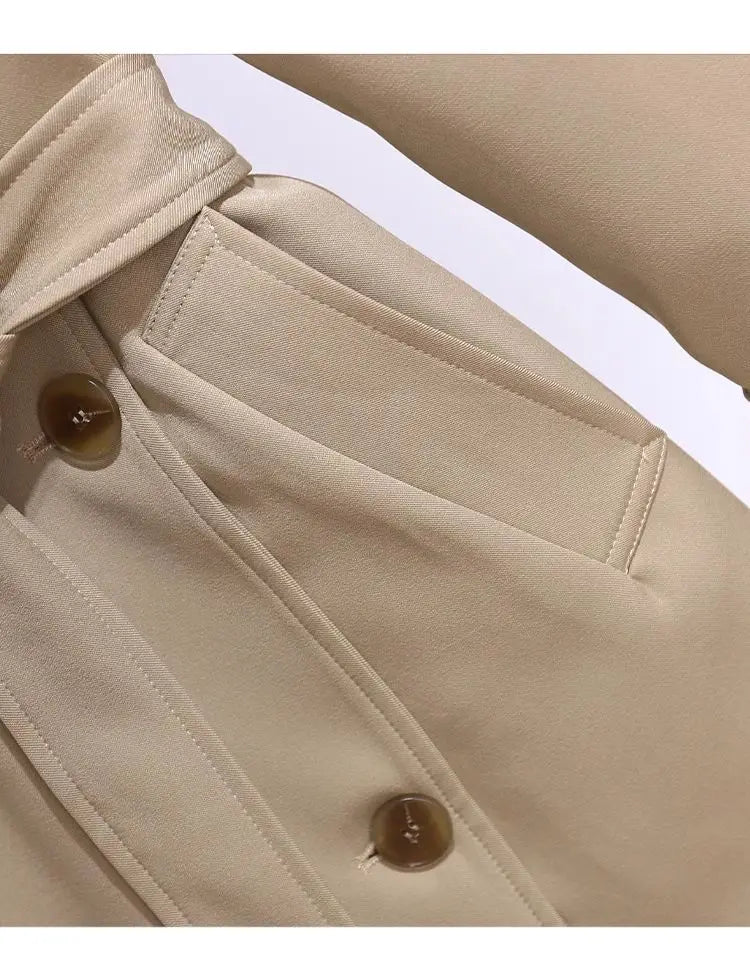Women's Windbreaker 2026 Spring Autumn New Slim Double-breasted Temperament Coat With belt Femle mid length Casual Trench coat