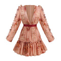 2022 New Printing Fashion Dress Women Sexy V Neck Long Sleeve Spring Autumn Elegant Party Dress