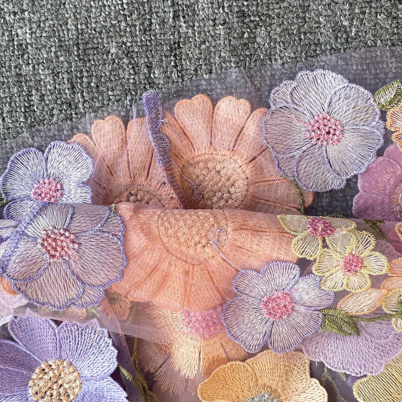 Summer High-end Embroidery Lace Prom Dress Women French Luxury 3D Flower Short Sleeve Long Dress Party Bodycon Holiday Vestido