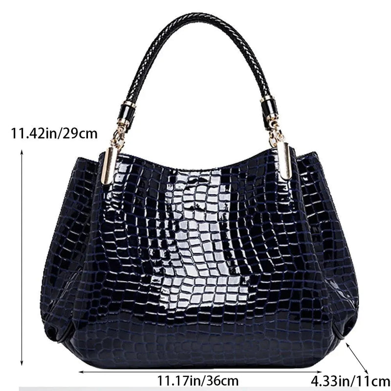 Women's Bag Large Capacity Tote Daily Commute Women's Shoulder Bag Crocodile Print Bright Face Handbag Shopping - CRAVO ROSE