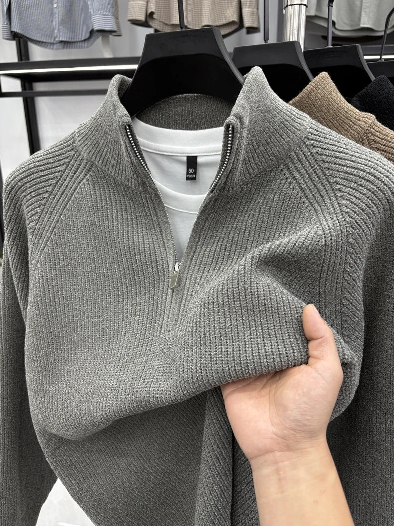 Men's Sweater Half Zipper Winter Thick Korean Edition Casual Loose Stand Up Collar Undercover