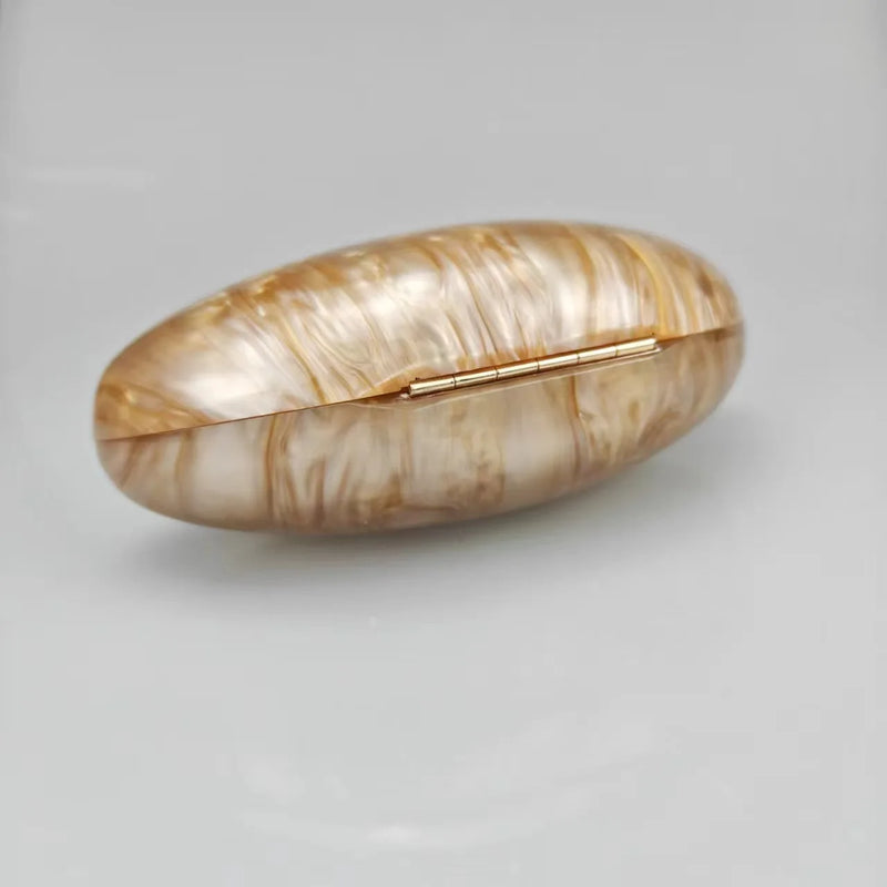 Shell Brand Pearl Brown Marble Acrylic Box Clutches Evening Bag Wedding Party  Female Mini Purse Evening Female Bridal Handbag