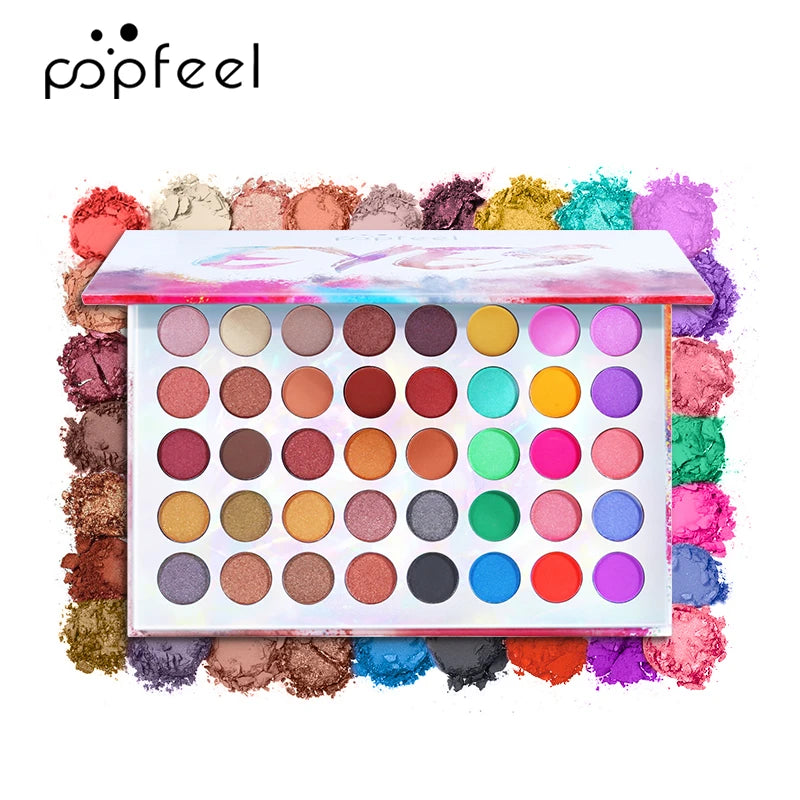 Paleta de sombras POPFEEL Color Studio, altamente pigmentada, 40 tons matte e brilhantes, à prova d'água e fácil de misturar