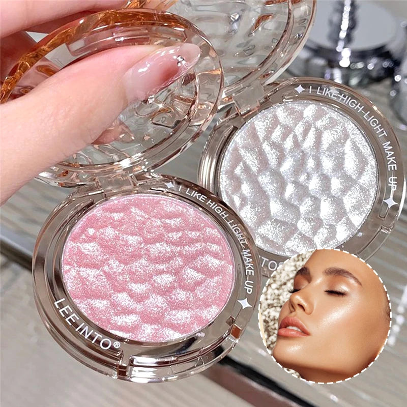 Paleta de contorno com glitter e pó de alto brilho, iluminador e corretivo natural com brilho duradouro