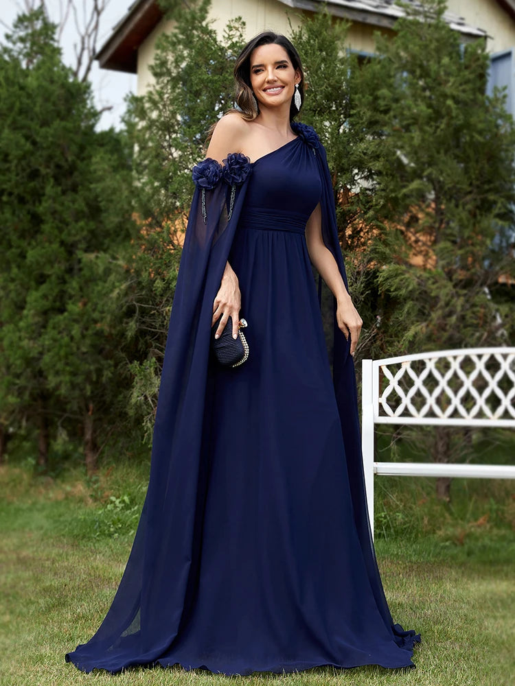 Lucyinlove Luxury Chiffon Streamer Navy Evening Dress Long 2024 Elegant Dress Bridesmaid Party Prom Arabia Flower Cocktail Dress - CRAVO ROSE