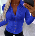 Blusas femininas elegantes outono Y 2K, camisa branca, moda versátil, casual, cor sólida, manga princesa, blusa plissada com botões
