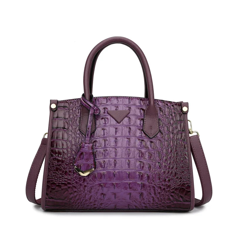 Women's Large Top-Handle Bag Vintage Crocodile Designer Shoulder Bag Quality Leather Crossbody Bag Messenger Commuter Sac A Main