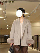 Camperas De Inverno de Cor Sólida Moda Cintura com Alça Outono e Inverno Novo Casaco de Lã Solto