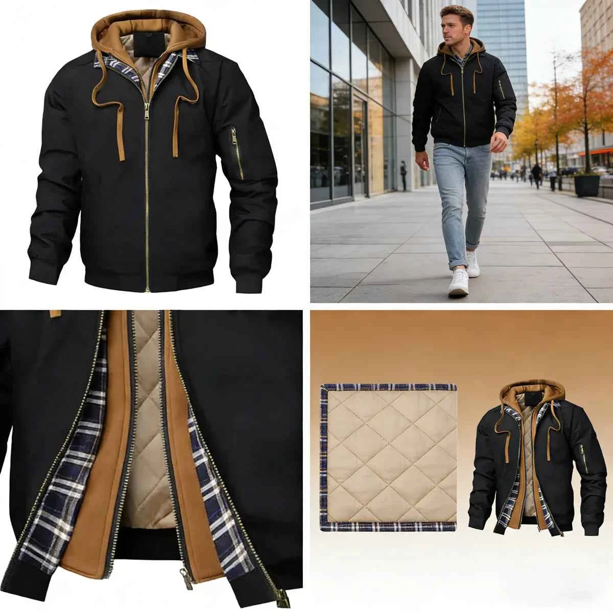 Autumn Winter Men's Warm Bomber Jacket Outdoor Man Thick Windbreaker Hiking Hooded Coats Men Thermal Sports Zipper Parkas Jacket
