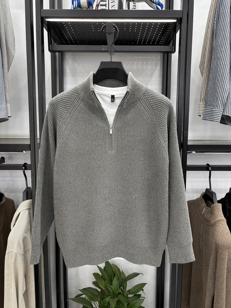 Men's Sweater Half Zipper Winter Thick Korean Edition Casual Loose Stand Up Collar Undercover