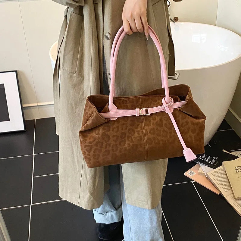 Leopard PU Leather Shoulder Bags for Women 2026 Luxury Designer Brand Trend Tote Bag Females Short Handle Handbags and Purses