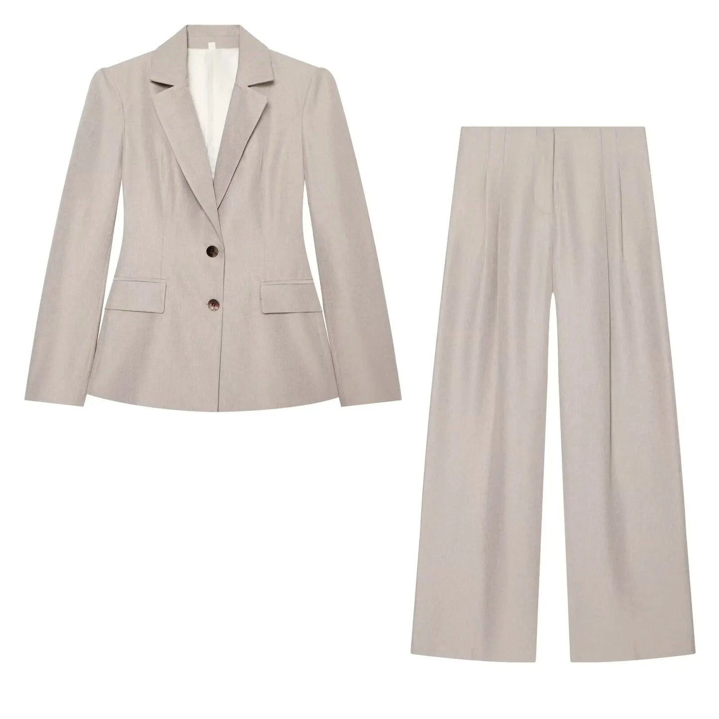 KONDALA Woman Commute Chic Pants Suit 2026 Trendy Spring Fall Elegant Simple Office Lady Set Button Slim-Waist Blazer,Long Pants