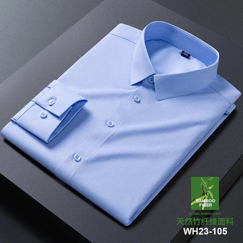 New Quality Anti-Wrinkle Men Shirt Long Sleeves Dress Shirts For Men Slim Fit Camisa Social Business White Office Shirt M-5XL