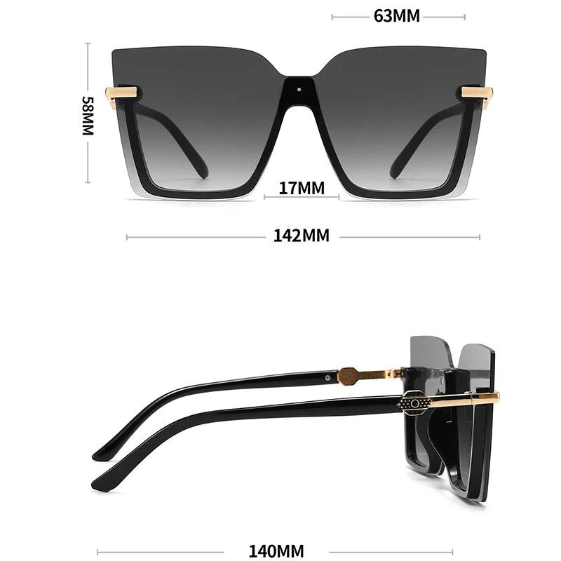 Women Men Sun Glasses Streetwear Large Frame Eyewear GogglesHollow Out Square One-piece Sunglasses Women MenGlasses - CRAVO ROSE