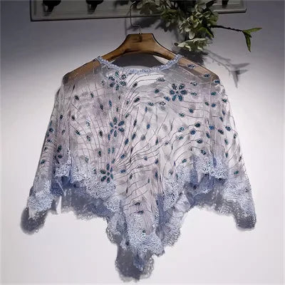 Capas e xales elegantes para mulheres, casaco solto com bordado, colete de renda, bolero, acessórios, casaco para festa, roupa externa WZ2375