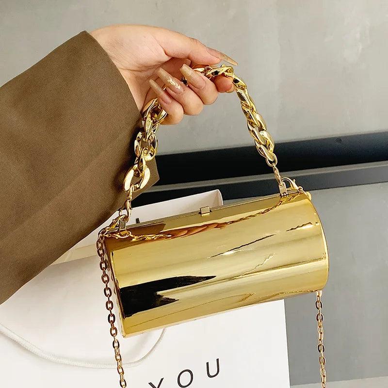 Women's Handbag Bags For Women 2024 Party Clutches Fashion Cylinder Mini Evening Purse Crossbody Shoulder Bag Gold Box Clutch - CRAVO ROSE