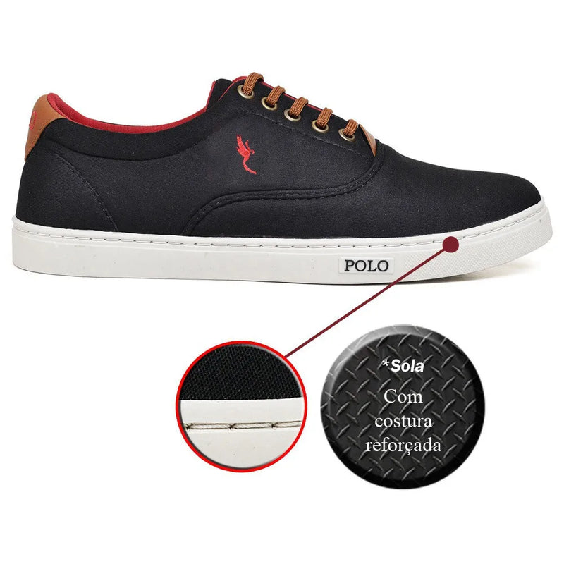 Men's Polo Blu Cano Low Casual Shoes with Watch and Black Cap Special Combo Numbering from 37 to 46.