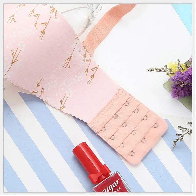 Sutiã sem costura com estampa de flores para mulheres, lingerie sexy, sutiã push up floral, roupa íntima de uma peça