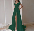 V-neck Ruffled Elegant Party Dresses 2024 Long Evening Dress High Waist Slit Sleeveless Sexy Irregular Formal Dresses for Women - CRAVO ROSE