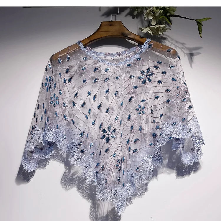 Capas e xales elegantes para mulheres, casaco solto com bordado, colete de renda, bolero, acessórios, casaco para festa, roupa externa WZ2375
