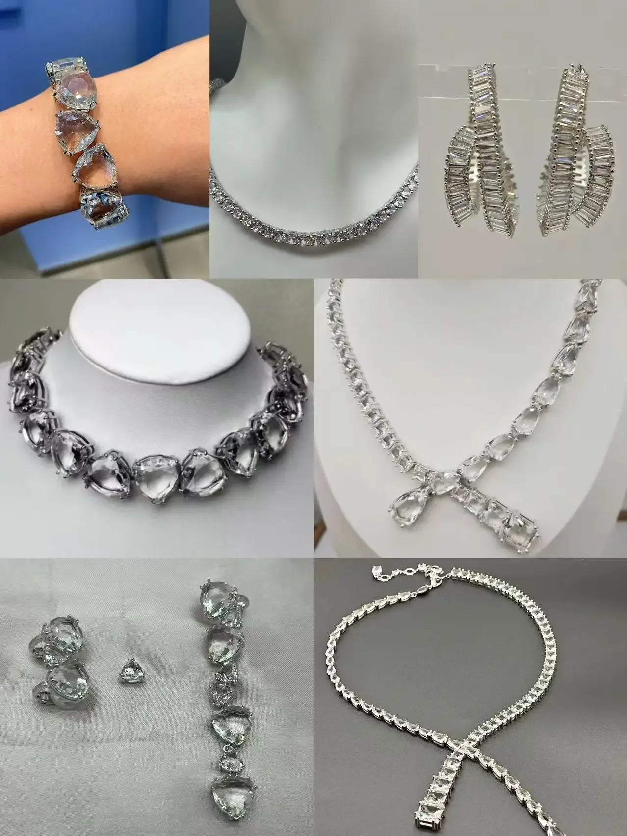 2026 New Women's White Crystal High Jewelry Set Necklace, Earrings, Bracelets, Rings Best Wedding Party Accessories