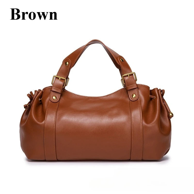 Women's Crossbody Simple Handbag Commuter Shoulder Boston Bag Stylish Versatile Work Bag Soft Polyester Interior