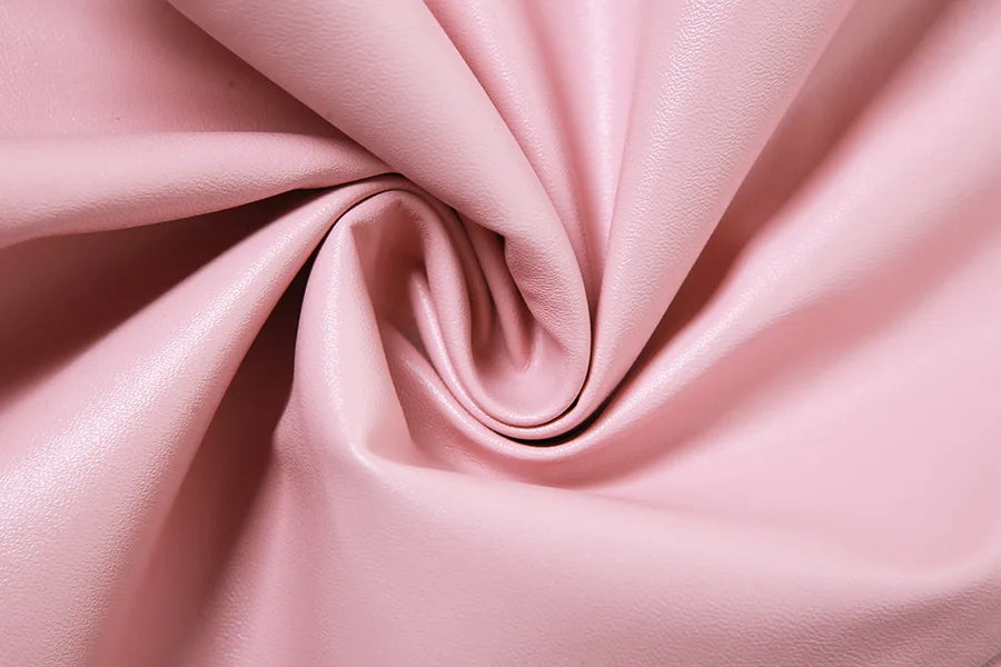 Calças casuais de couro sintético com perna reta e bolsos lisos, cintura alta, moda feminina