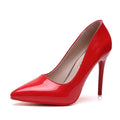 Big Size 35-45 women's shoes 2024 concise flock high heels women pumps pointed toe classic red gray ladies wedding shoes office