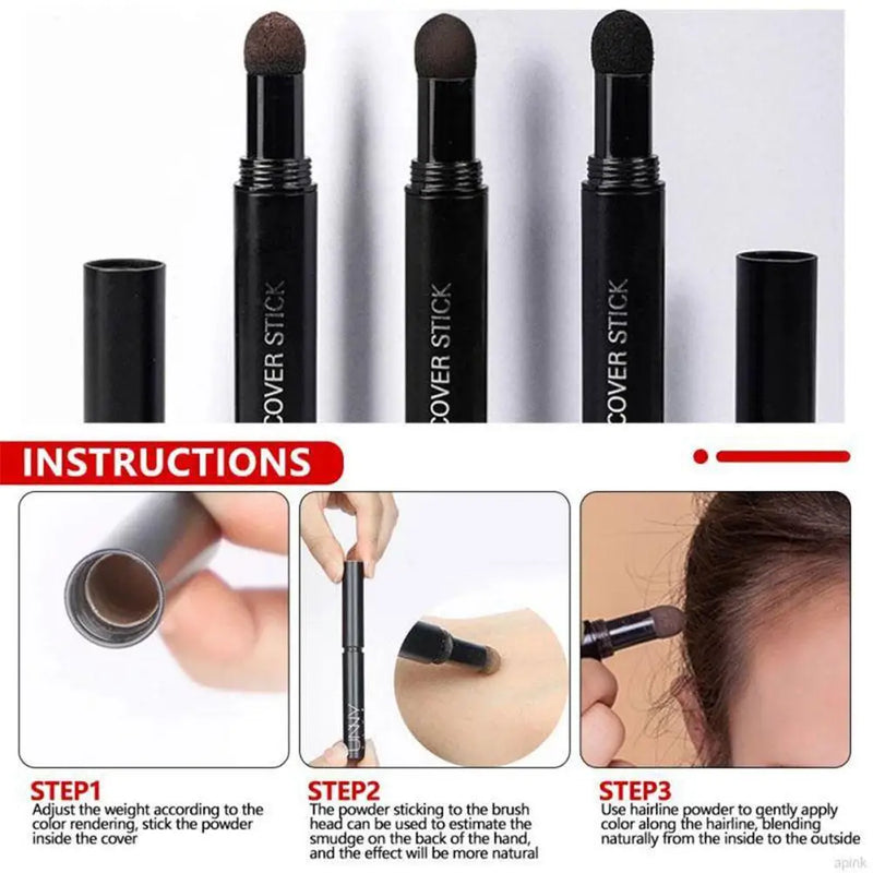 Caneta reparadora para linha capilar modificada, pó para cobertura capilar, sombra, preenchimento de raiz, cor preta instantânea Q7t8