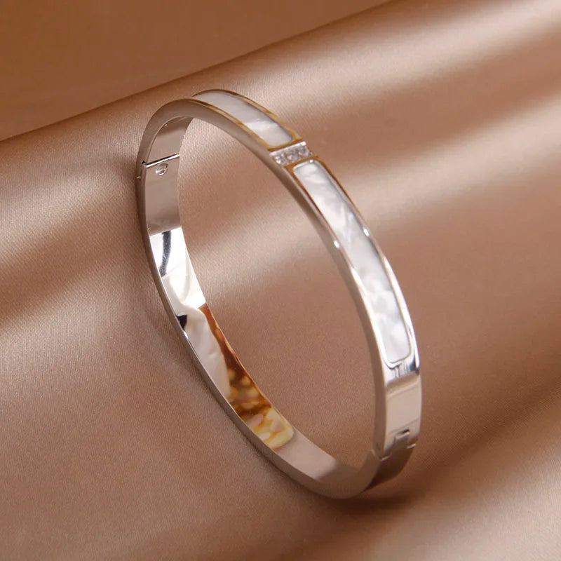 316L Stainless Steel Metal Classic Flower Bangles for Women Fashion Brand Jewelry Delicate Bowknot Bracelets Accessories