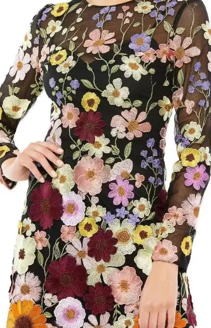 Sexy Women's Dress 2023 Spring Autumn Sweet Style Half Turtleneck 3D Flower Package Hip Sexy Straight Long Sleeve Mini Dress