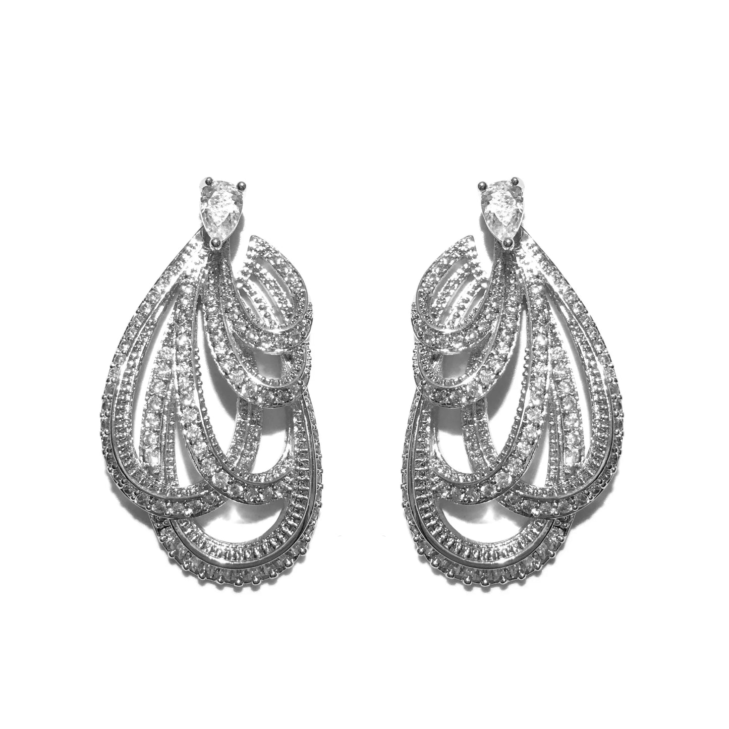 Fashion drop shape holiday style Heavy Industry jewel-grade earrings bow ribbon set with two wear high-grade studs