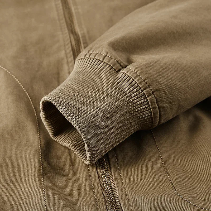 LIBIELIY   TRAF 2025 Spring And Autumn Men's Wash Jacket Comfortable Multi-Pocket Cotton Stand Collar Cargo Jacket Men's