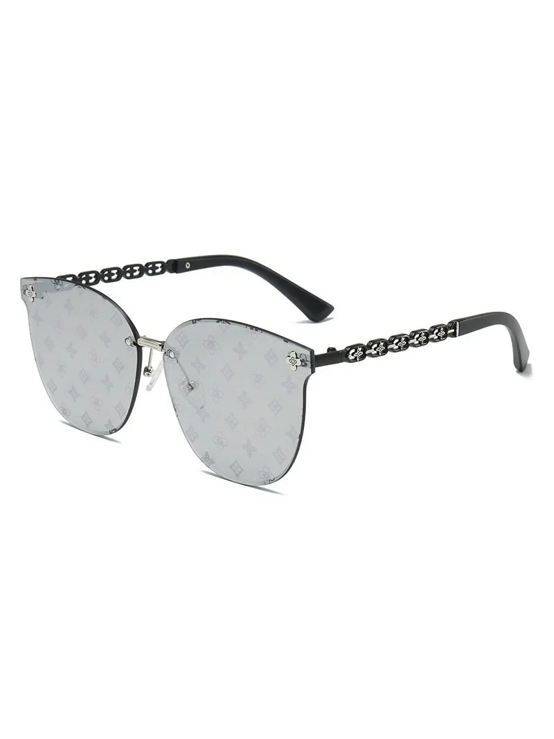 New European And American Style Half-frame Metal Sunglasses Fashion Slim Women's Sunglasses Anti-uv Glasses