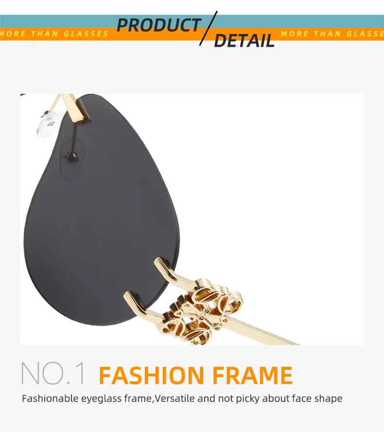 Special-shaped Oversized Rimless Sunglasses Women Brand Designer Shades Eyewear Pilot Sun Glasses Female UV400 Oculos De Sol