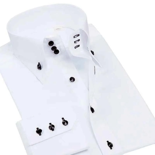 Men's Stretchy Long Sleeve Shirt Crystal Buttons Business Casual Slim Fit Dress Shirts for Men Trendy Traf Homme TS-928